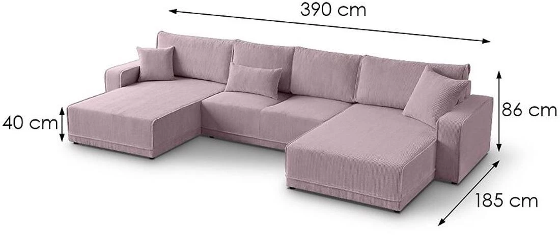 Primo U Poso 27 ugaona garnitura sa ležajem i prostorom za odlaganje 390x185x86 cm ugaona garnitura
