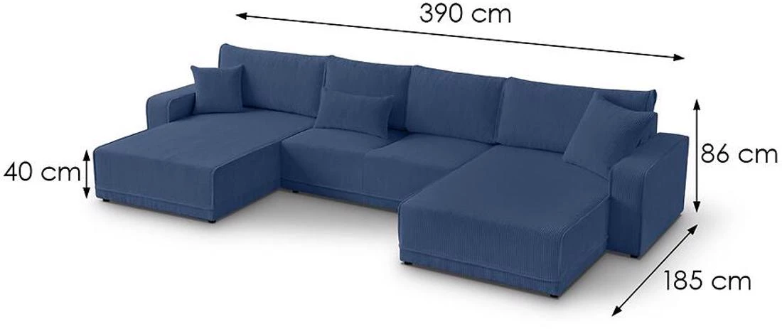 Primo U Poso 05 ugaona garnitura sa ležajem i prostorom za odlaganje 390x185x86 cm ugaona garnitura 