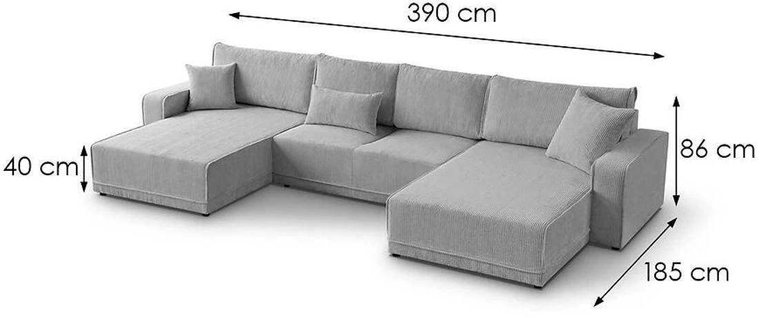 Primo U Poso 55 ugaona garnitura sa ležajem i prostorom za odlaganje 390x185x86 cm ugaona garnitura