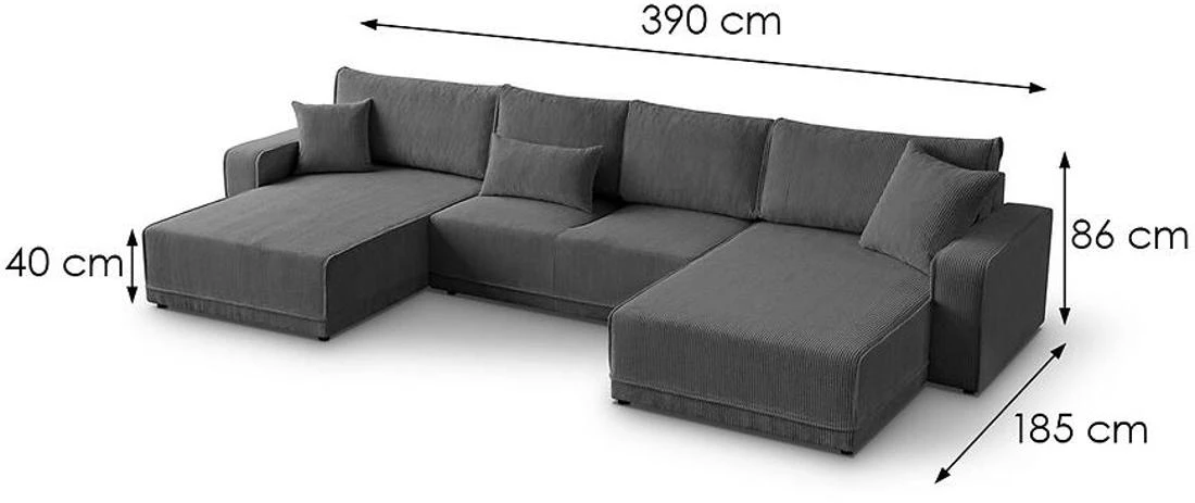 Primo U Poso 34 ugaona garnitura sa ležajem i prostorom za odlaganje 390x185x86 cm ugaona garnitura