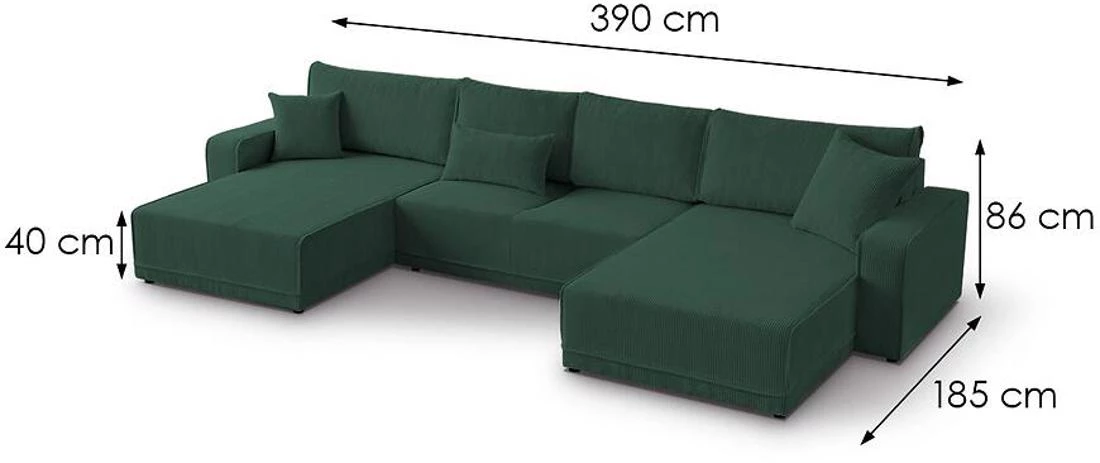 Primo U Poso 14 ugaona garnitura sa ležajem i prostorom za odlaganje 390x185x86 cm ugaona garnitura