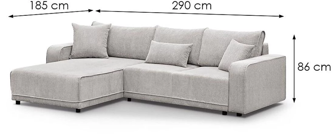 Primo L Poso 100 ugaona garnitura sa ležajem 290x185x86 cm bež leva