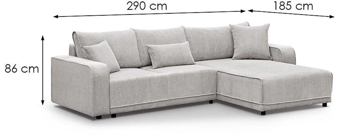 Primo L Poso 100 ugaona garnitura sa ležajem 290x185x86 cm bež desna