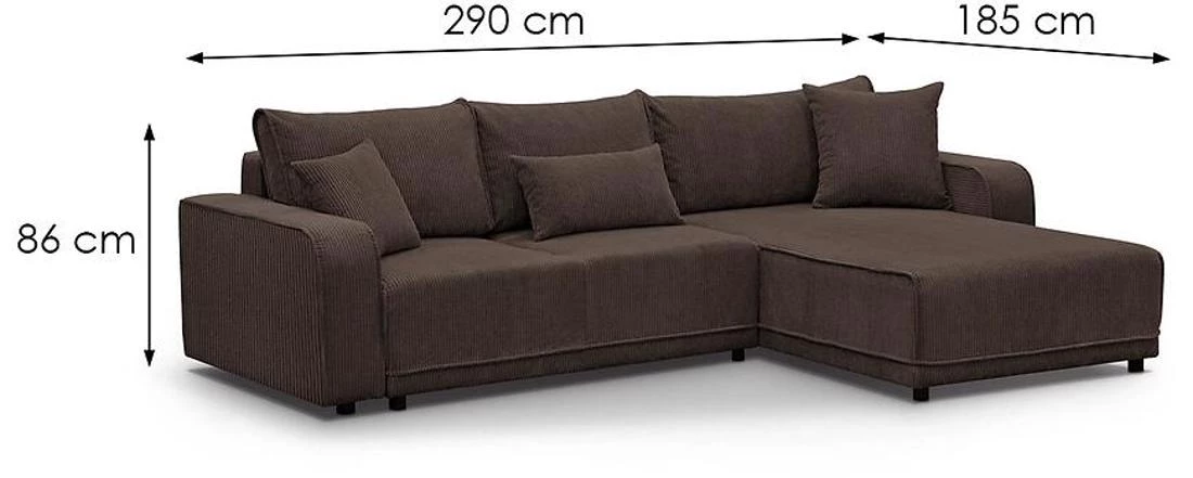 Primo L Poso 06 ugaona garnitura sa ležajem 290x185x86 cm smeda desna