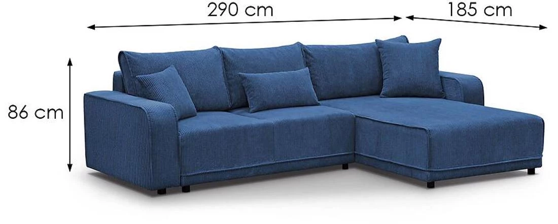 Primo L Poso 05 ugaona garnitura sa ležajem 290x185x86 cm plava desna