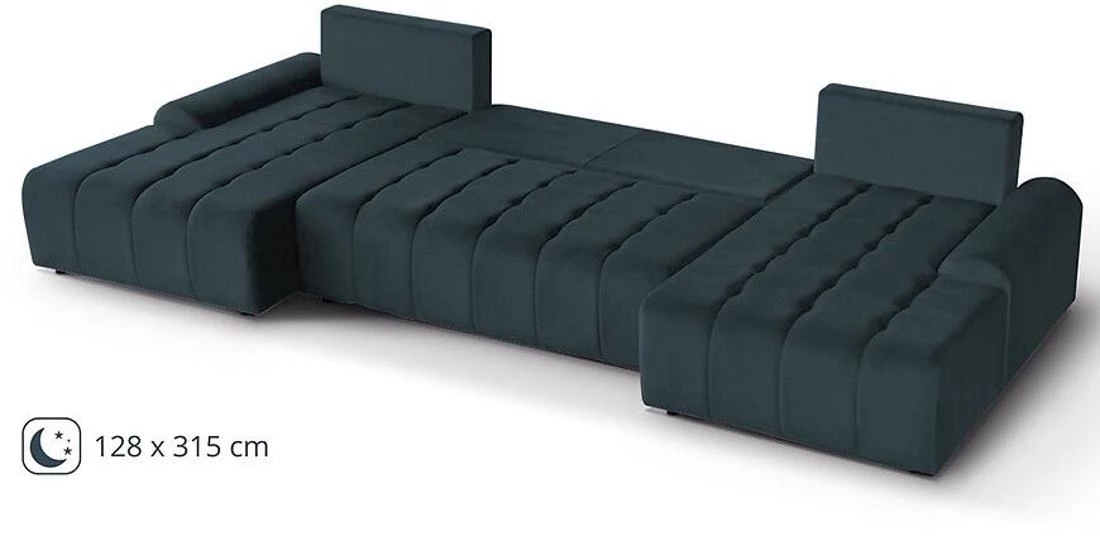 Costa U Vogue 13 ugaona garnitura sa ležajem 367x169x80 cm plava univerzalna