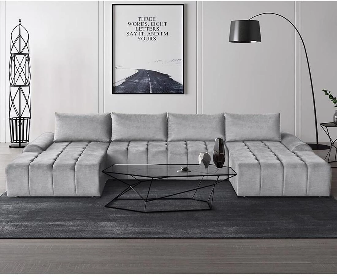 Costa U Vogue 14 ugaona garnitura sa ležajem 367x169x80 cm siva univerzalna