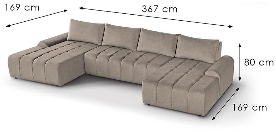 Costa U Vogue 04 ugaona garnitura sa ležajem 367x169x80 cm bež univerzalna