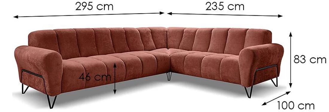 Volare L Vega 08 ugaona garnitura 295x235x190 cm terakota leva