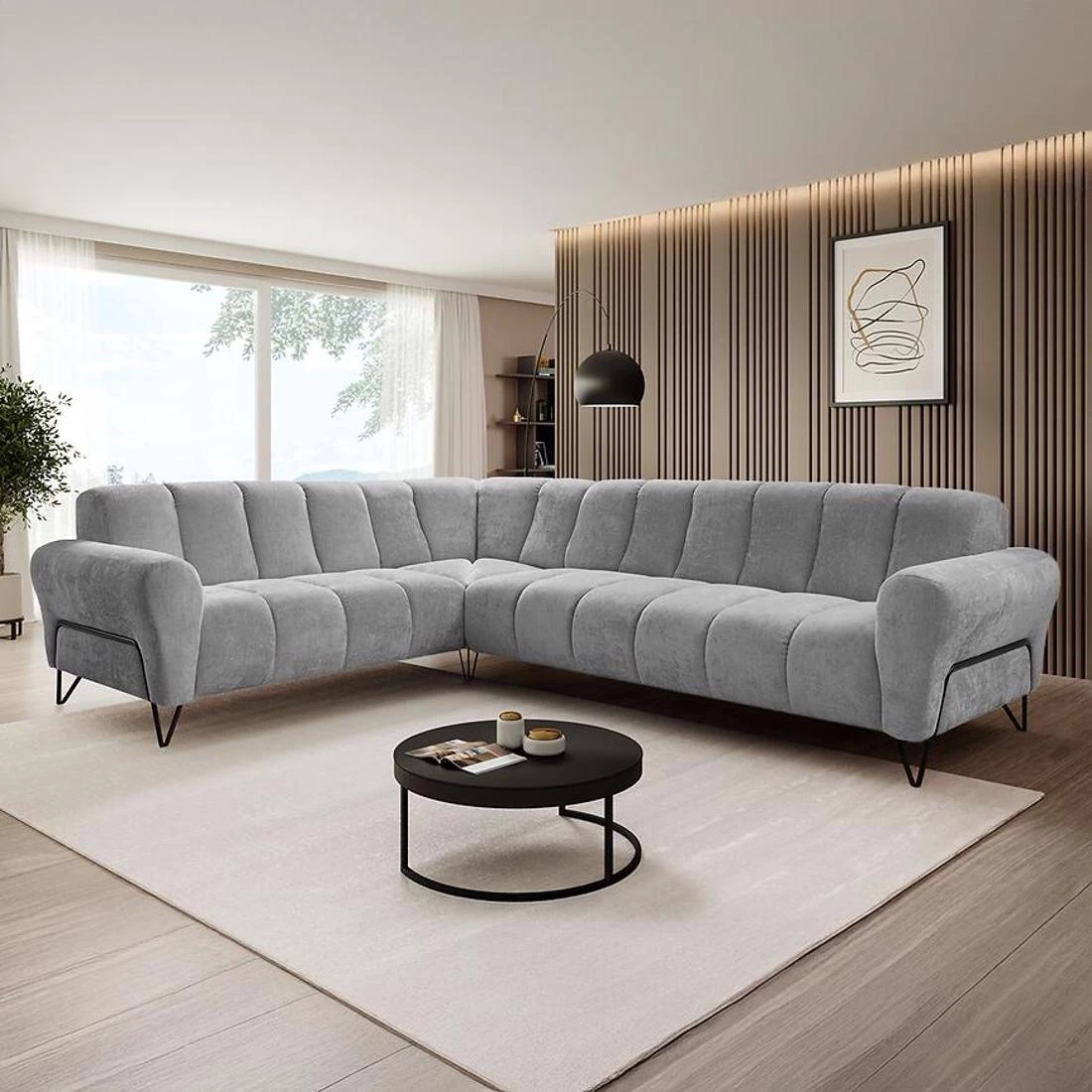 Volare L Vega 13 ugaona garnitura 295x235x190 cm siva desna