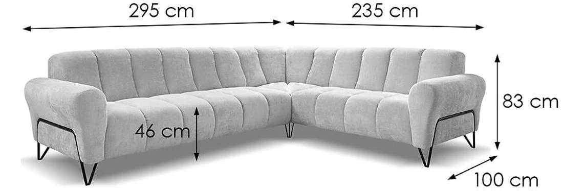 Volare L Vega 12 ugaona garnitura 295x235x190 cm siva leva
