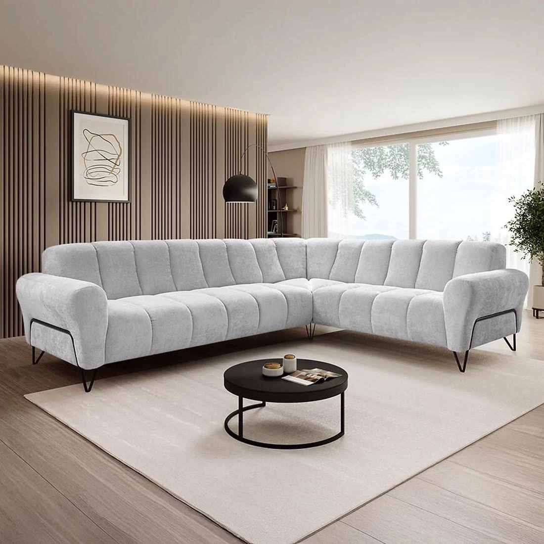 Volare L Vega 12 ugaona garnitura 295x235x190 cm siva leva