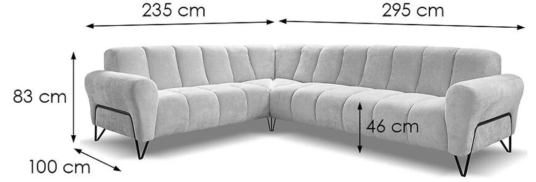 Volare L Vega 12 ugaona garnitura 295x235x190 cm siva desna
