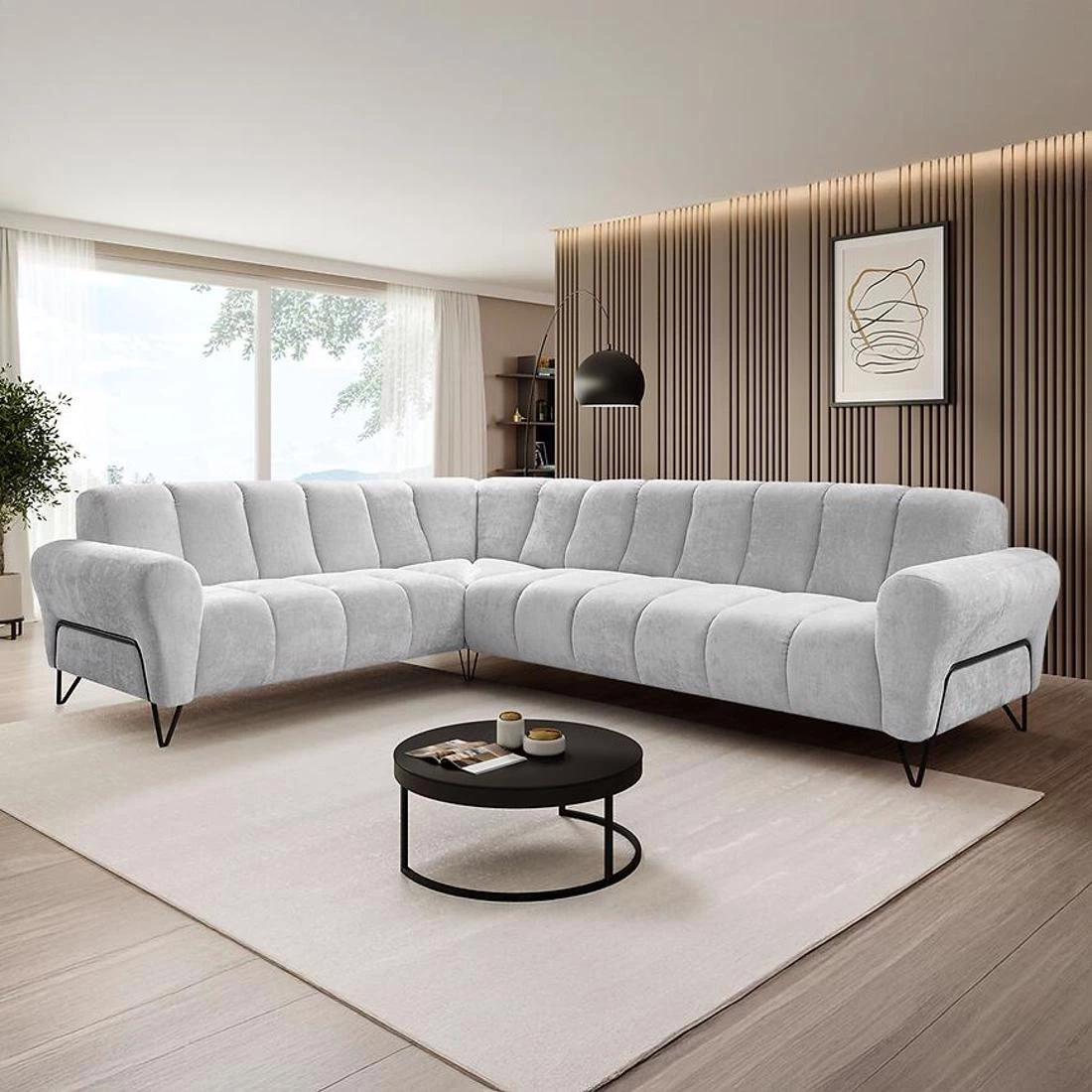 Volare L Vega 12 ugaona garnitura 295x235x190 cm siva desna