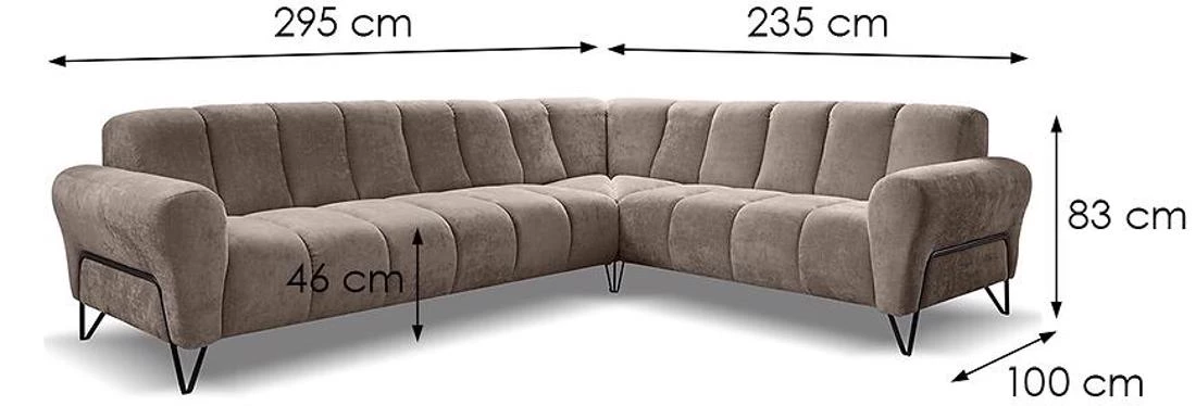 Volare L Vega 05 ugaona garnitura 295x235x190 cm bež leva