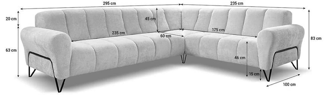 Volare L Vega 05 ugaona garnitura 295x235x190 cm bež leva