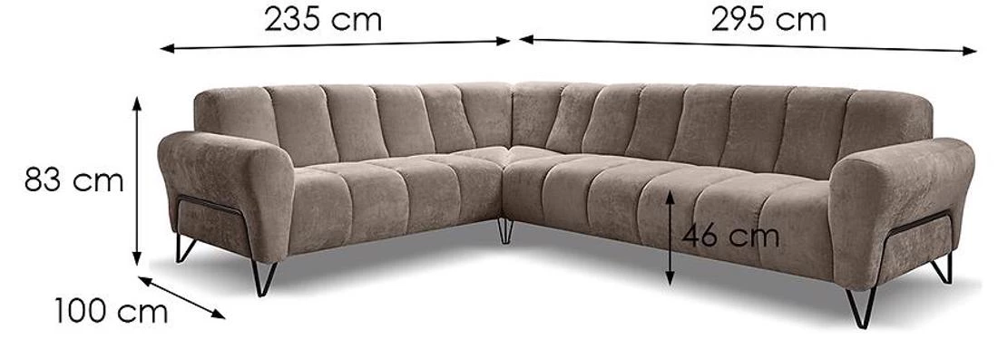 Volare L Vega 05 ugaona garnitura 295x235x190 cm bež desna
