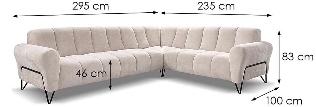 Volare L Vega 02 ugaona garnitura 295x235x190 cm bež leva