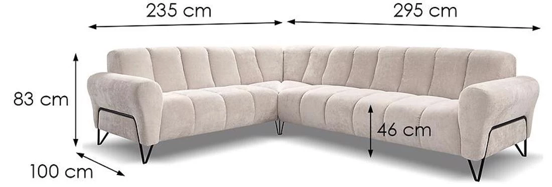 Volare L Vega 02 ugaona garnitura 295x235x190 cm bež desna