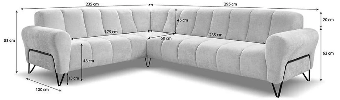 Volare L Vega 02 ugaona garnitura 295x235x190 cm bež desna