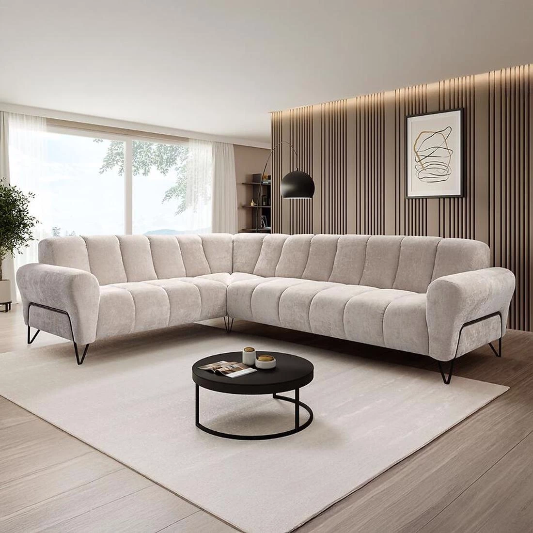 Volare L Vega 02 ugaona garnitura 295x235x190 cm bež desna