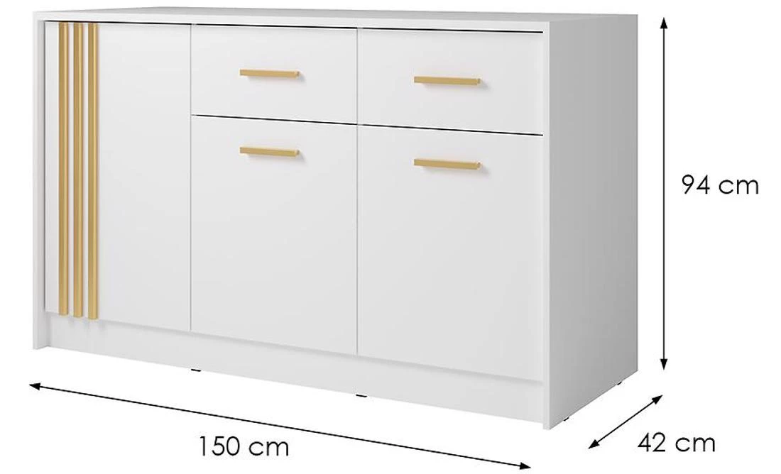 Kanada Cd-25 komoda 150x42x94 belo/zlatna