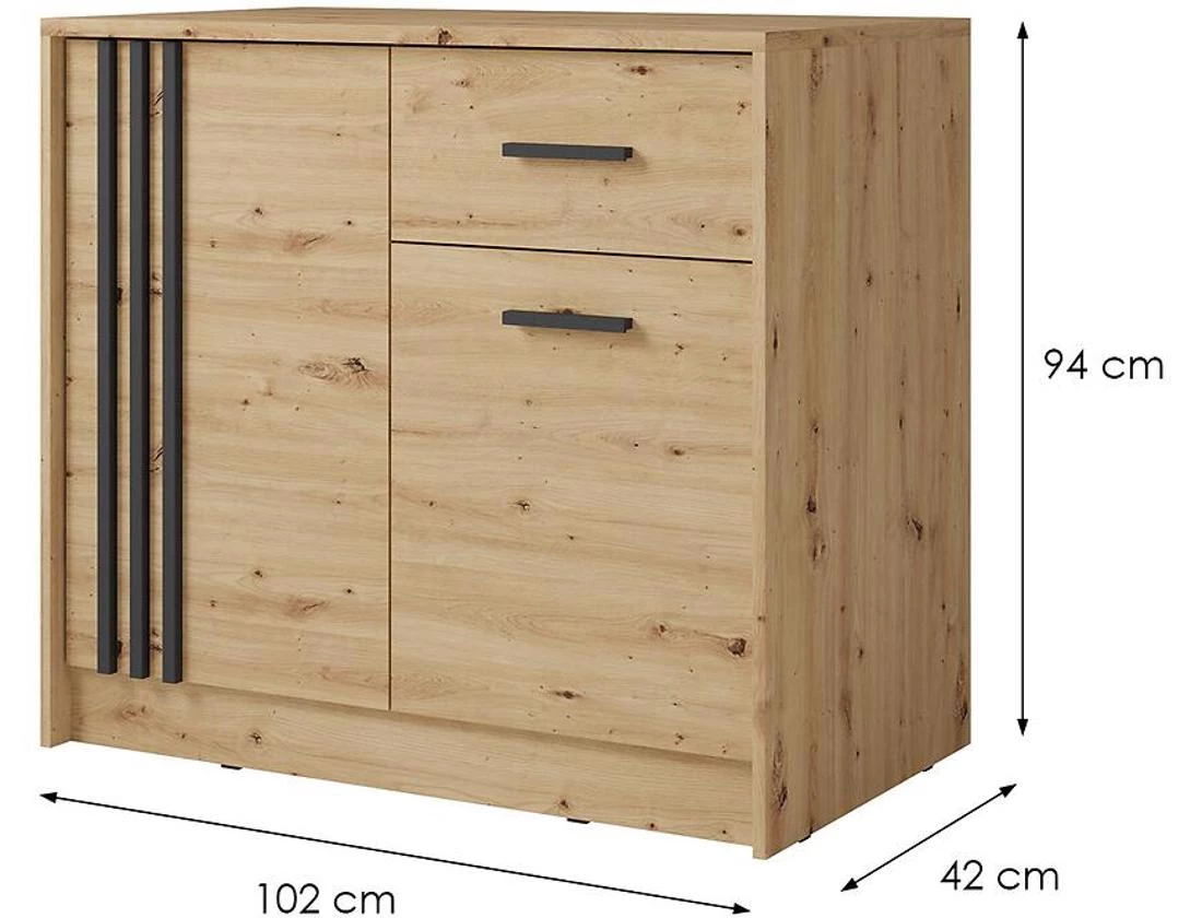 Kanada Cy-4 komoda 102x42x94 hrast/crna