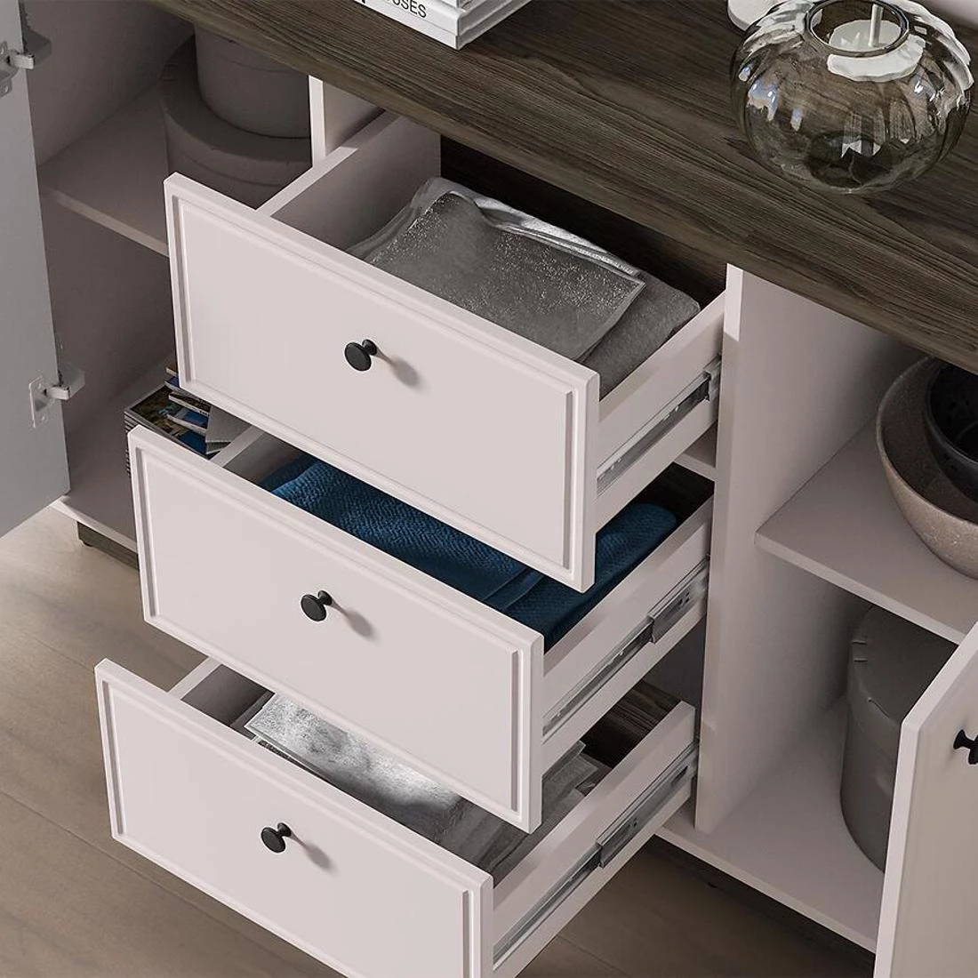 Vilavio 04 komoda 138x40x85 hrast/kašmir