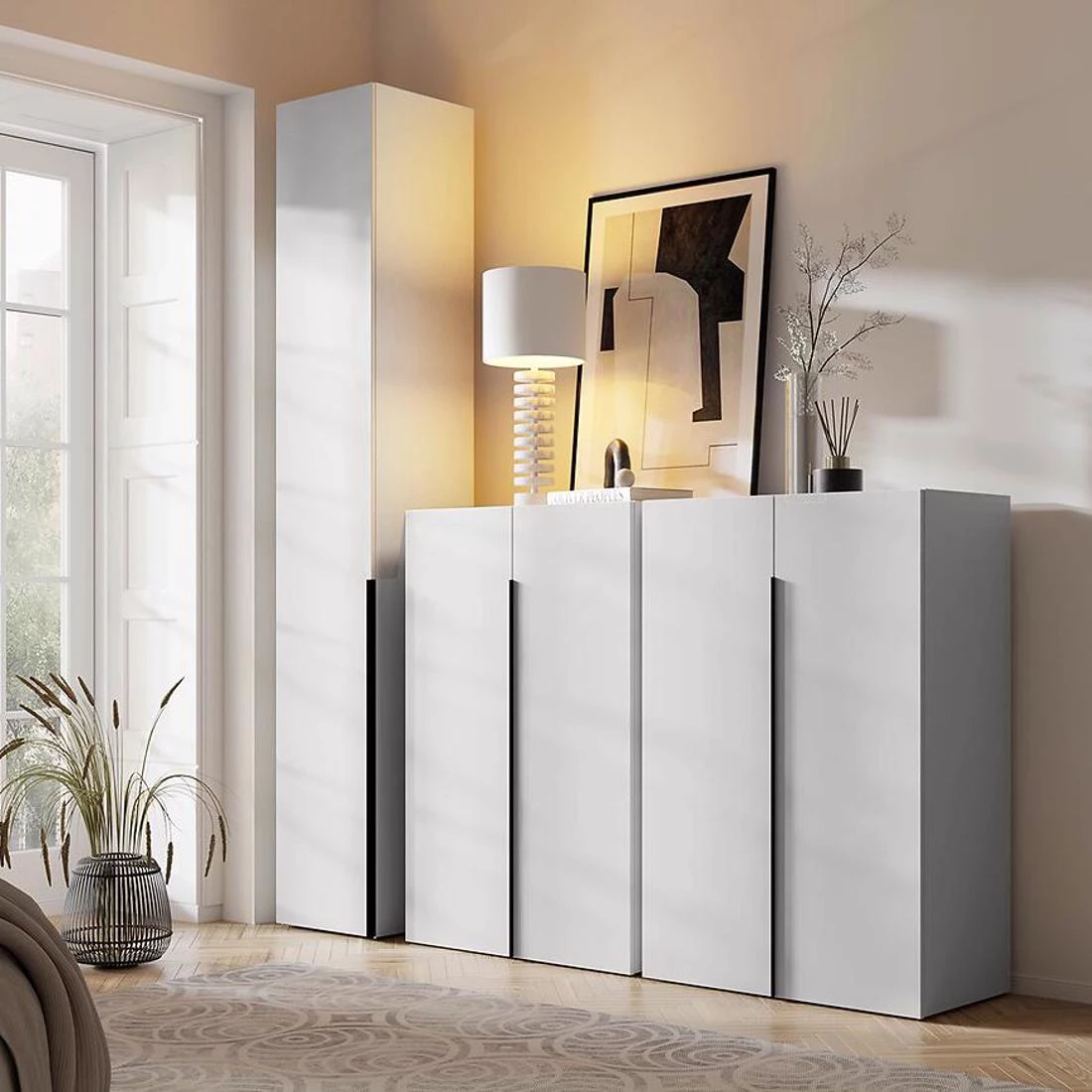 Slim 2D komoda 80x42,5x120 bela