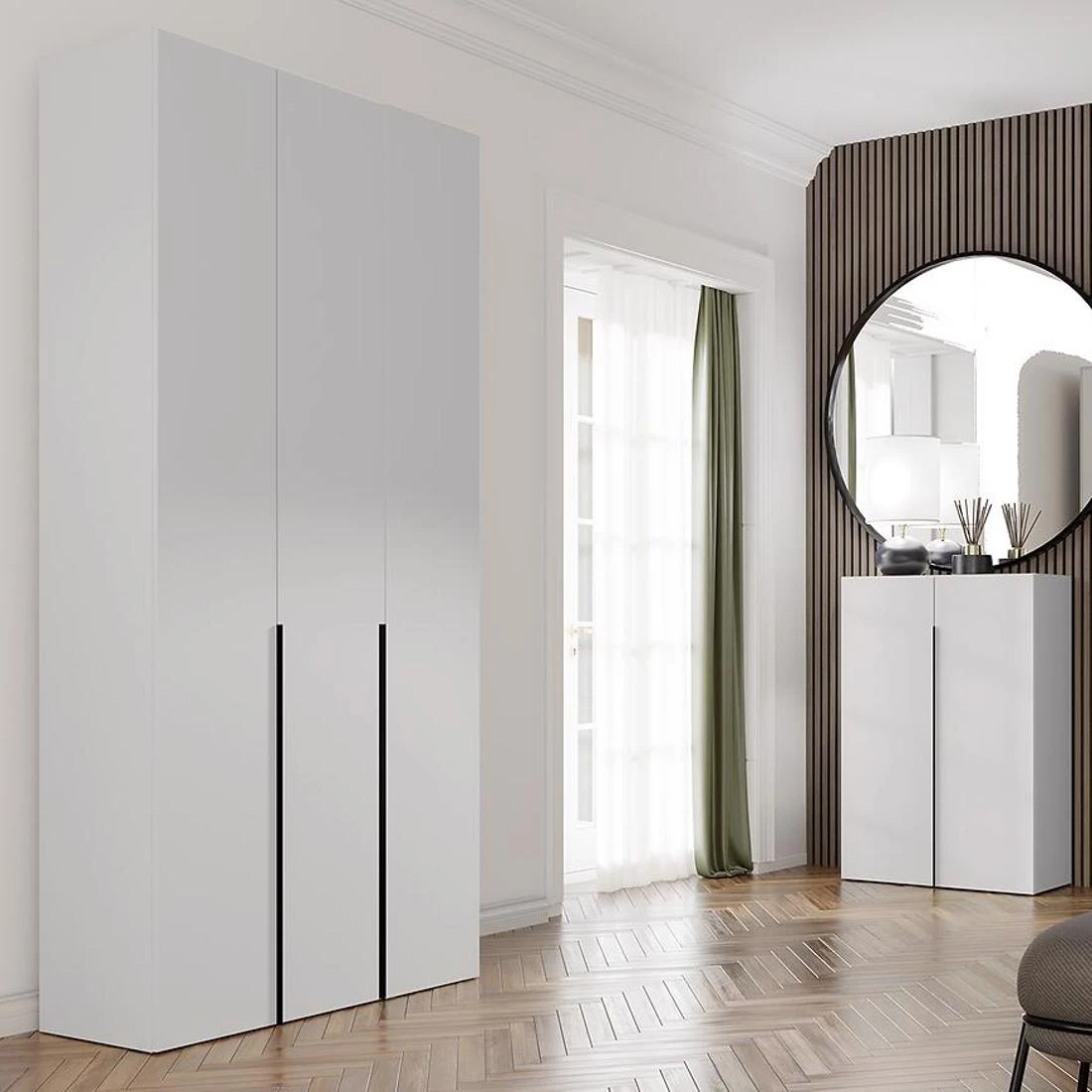 Slim 2D komoda 80x42,5x120 bela