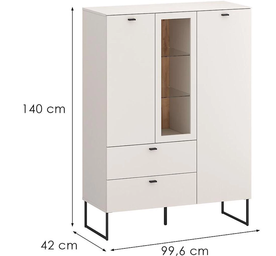 Sao Paulo komoda 99,6x42x140 kašmir/hrast