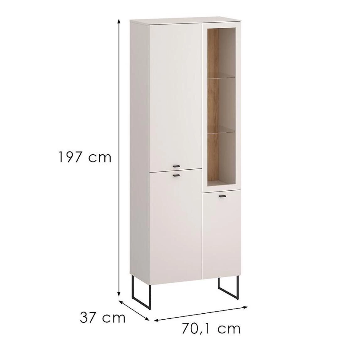 Sao Paulo vitrina 70,1x37x197 kašmir/hrast