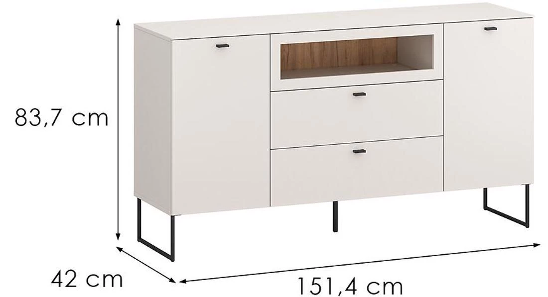 Sao Paulo komoda 151,4x42x83,7 kašmir/hrast