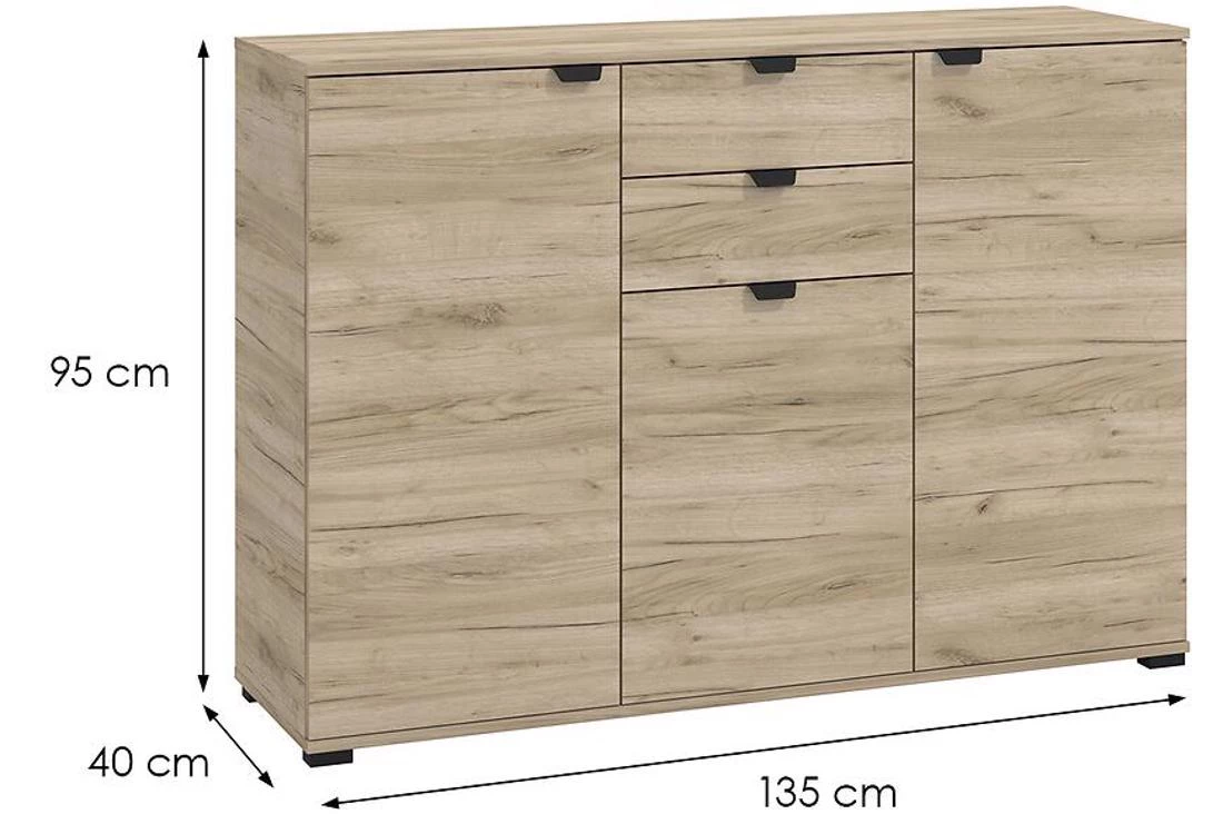 Duerto komoda 135x40x95 sivi hrast