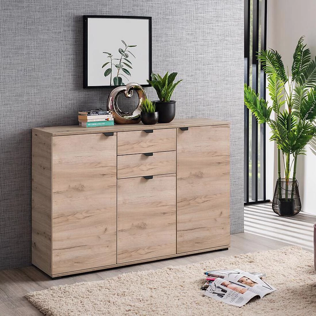 Duerto komoda 135x40x95 sivi hrast