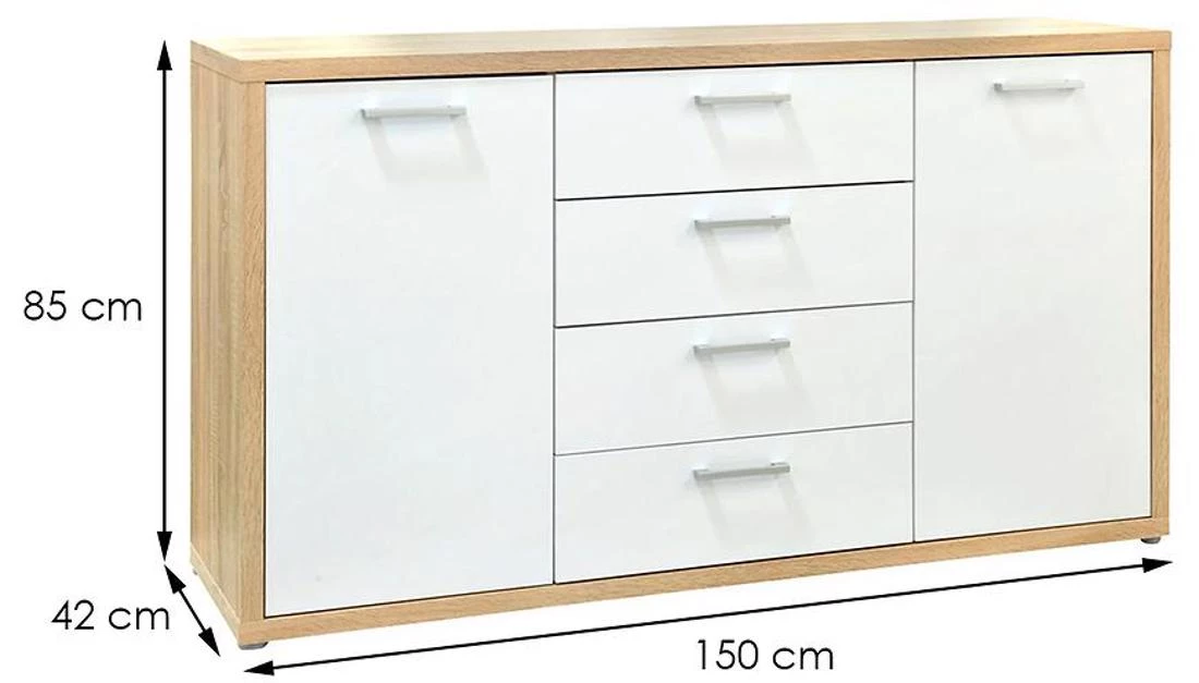 Vogue komoda 150x42x85 bela