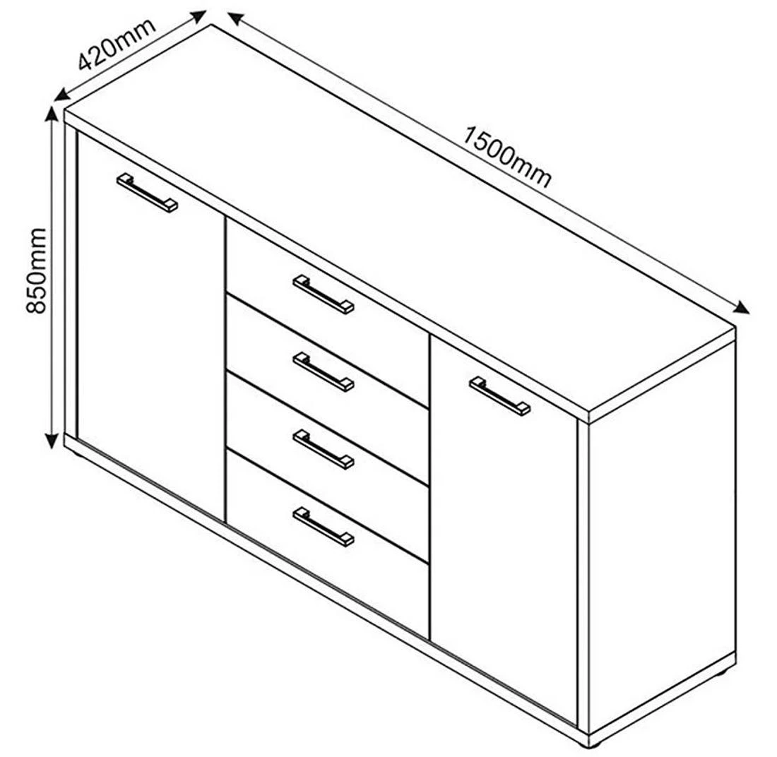 Vogue komoda 150x42x85 bela