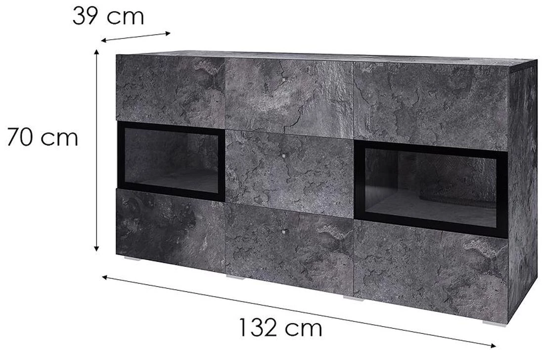 Baros komoda 132x39x70 tamni beton
