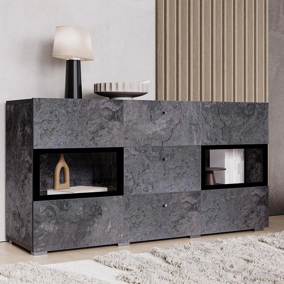 Baros komoda 132x39x70 tamni beton