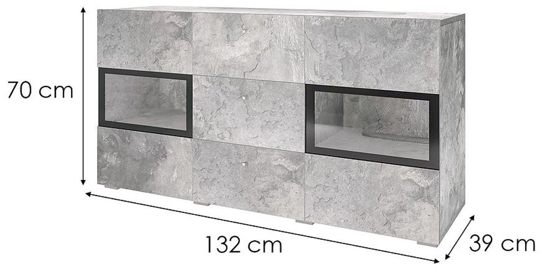 Baros 26 komoda 132x39x70 svetli beton