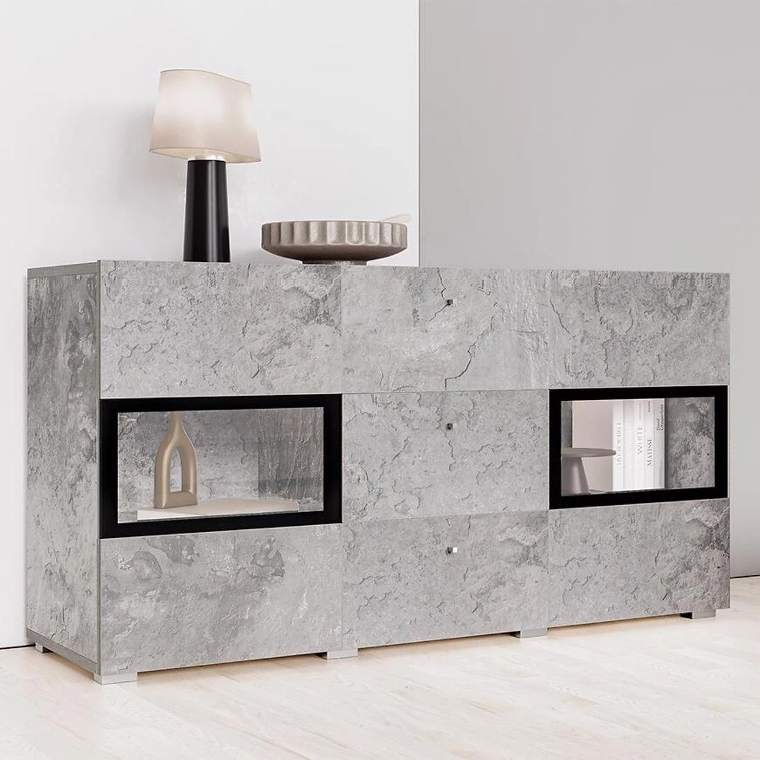 Baros 26 komoda 132x39x70 svetli beton