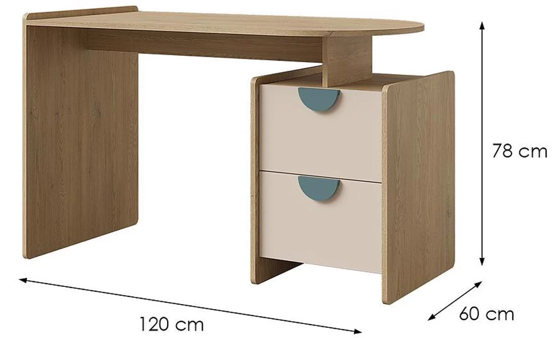 Lexi 12l/P radni sto 120x60x78 cm cremona/macadamia/morsko plava