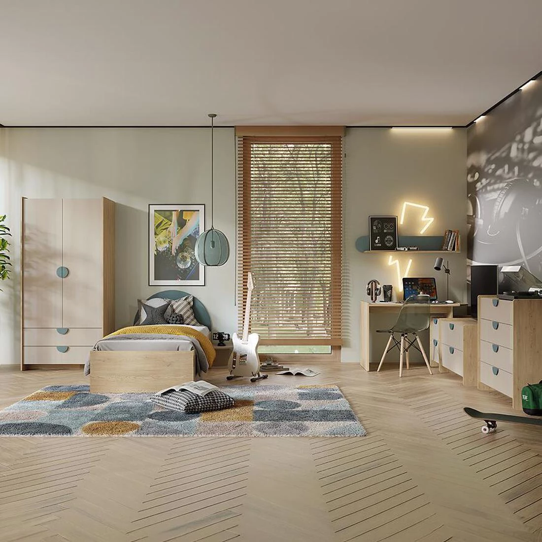 Lexi 12l/P radni sto 120x60x78 cm cremona/macadamia/morsko plava