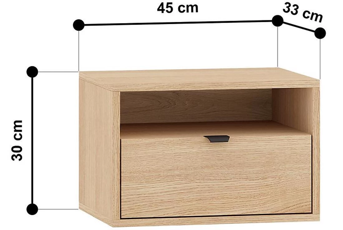 Reynos 08 nocni ormaric 45x33x30 cm hrast mavelie