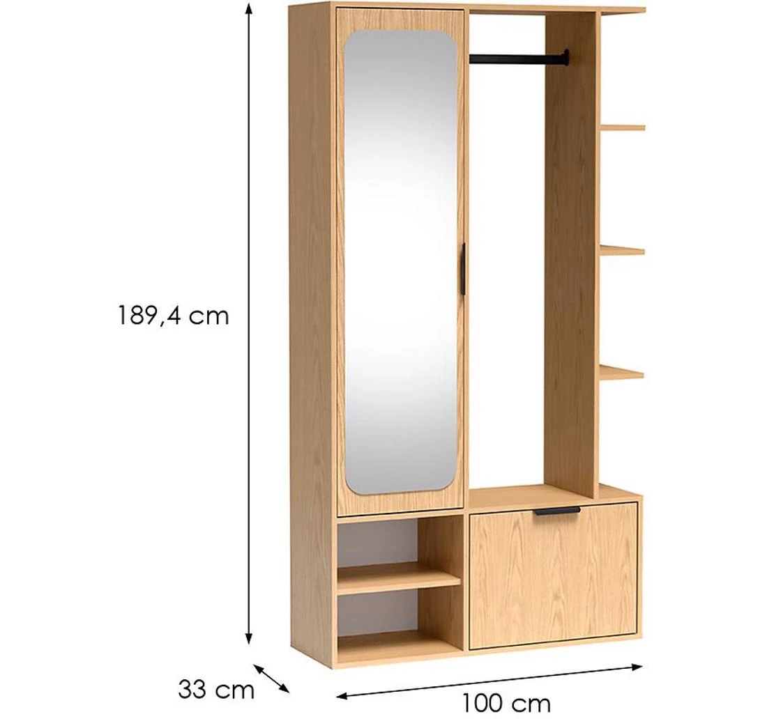 Nala predsoblje 100x33x189.4 cm hrast