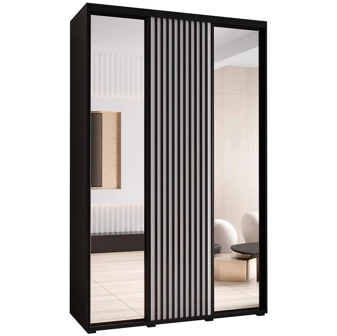 Lanko klizni ormar 150x60x235,2 cm crna/bela