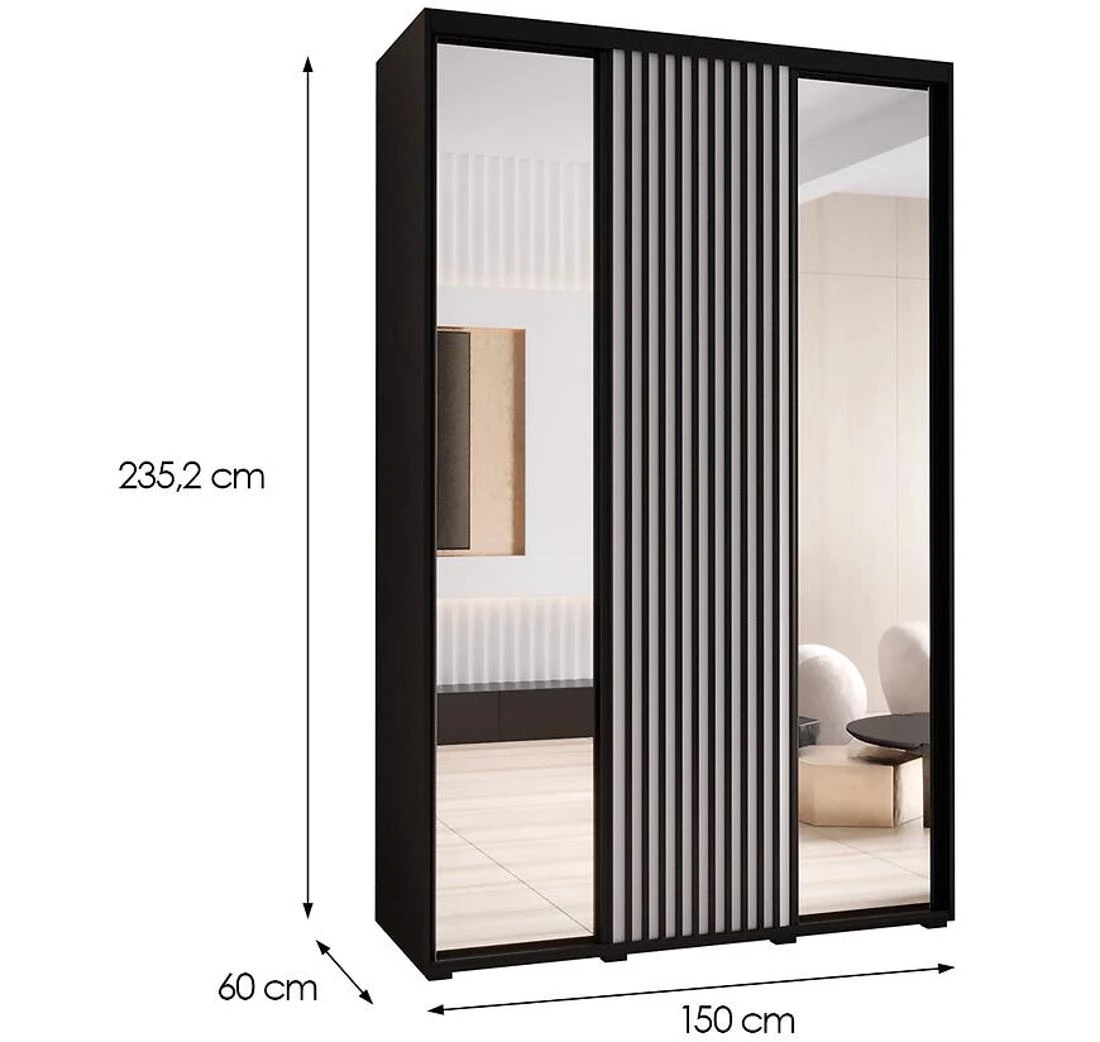 Lanko klizni ormar 150x60x235,2 cm crna/bela