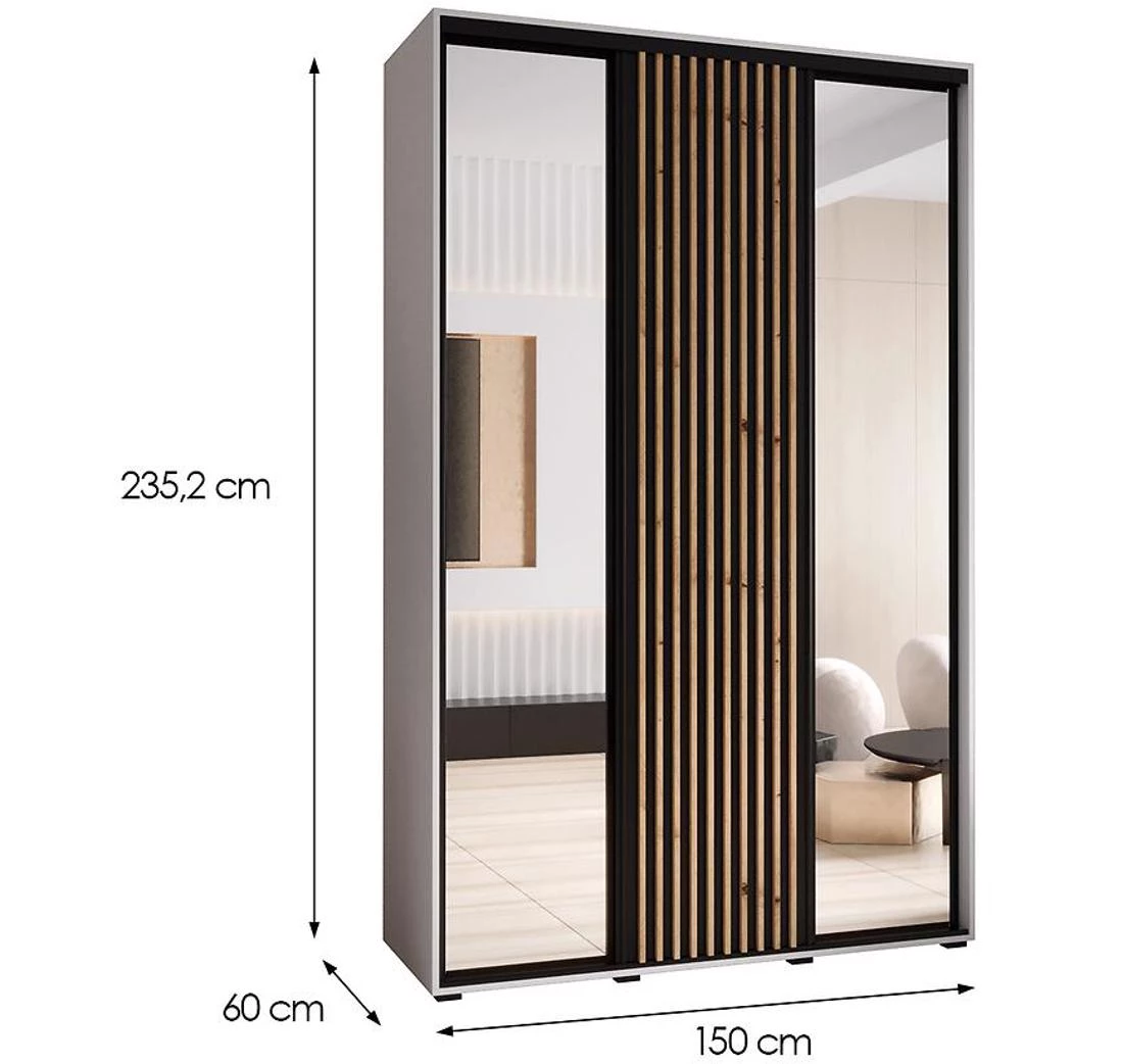 Lanko  klizni ormar 150x60x235,2 cm bela/crna