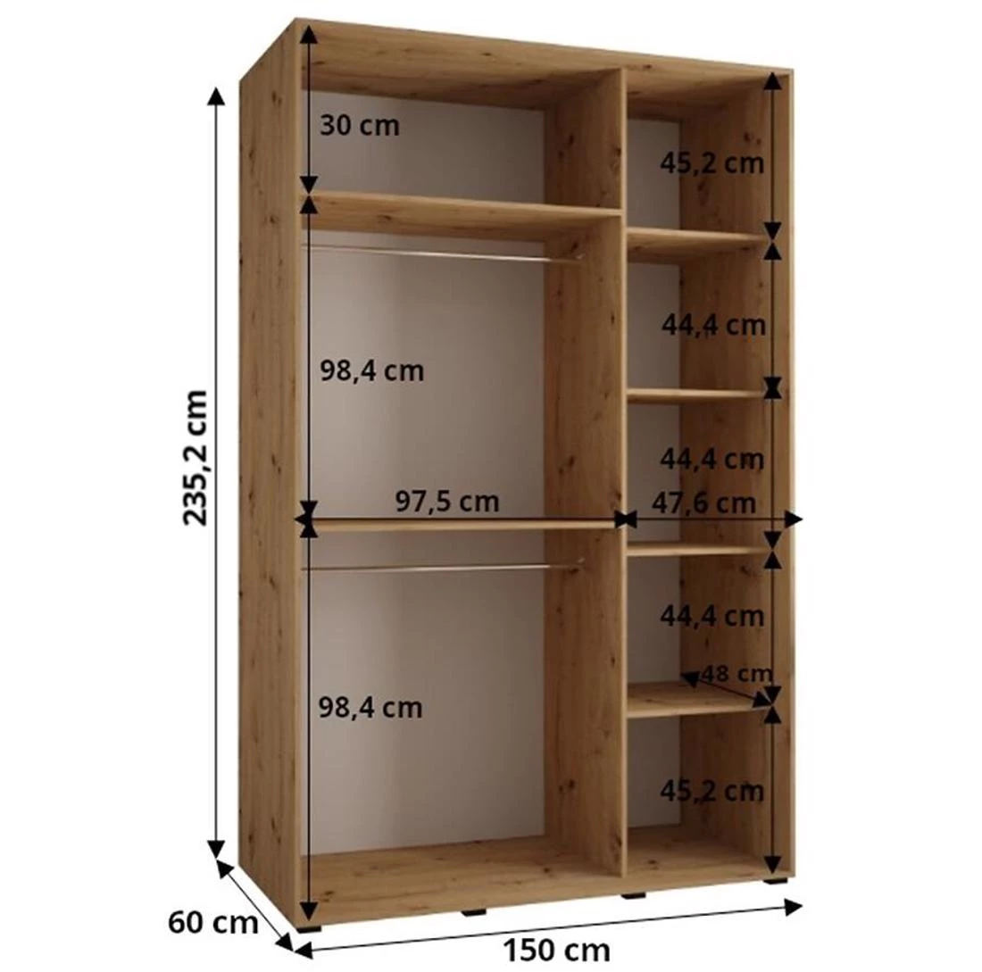 Lanko  klizni ormar 150x60x235,2 cm bela/crna