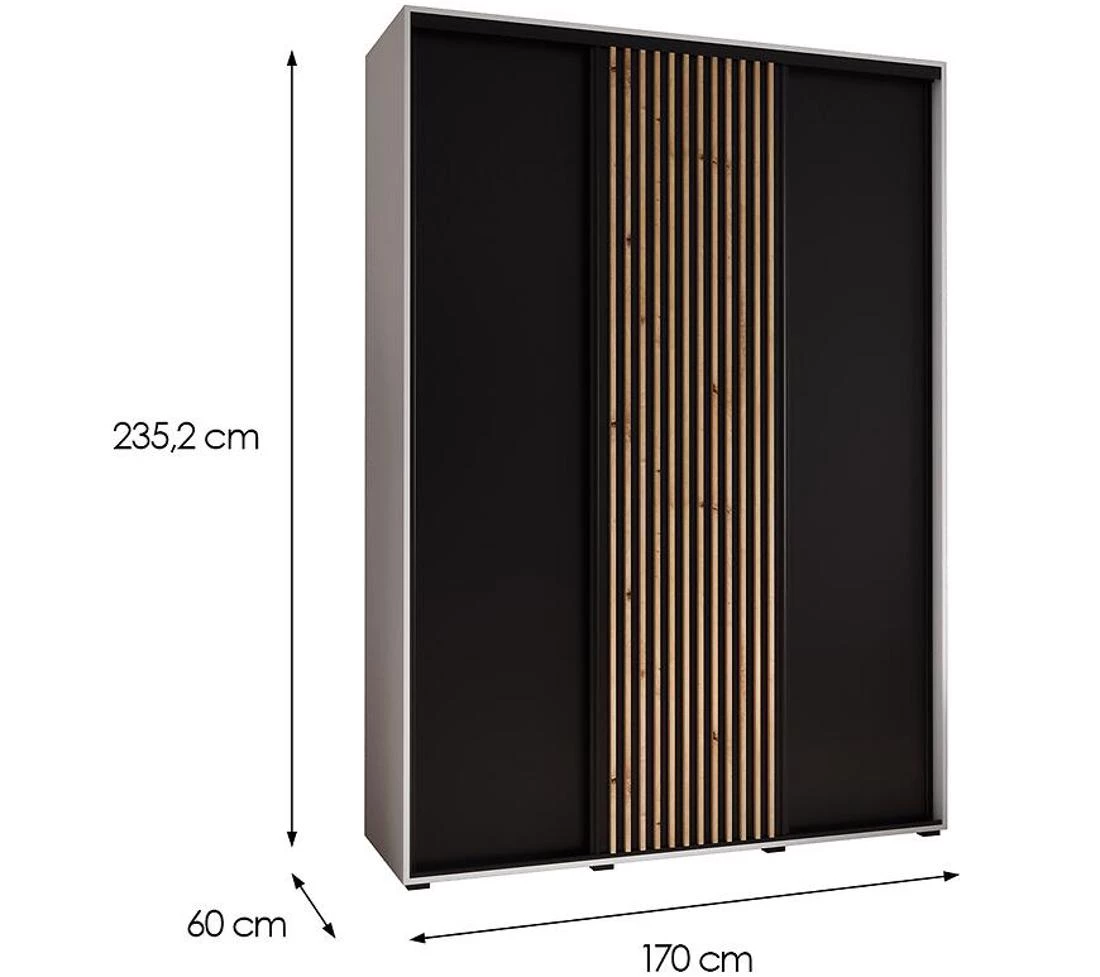 Lanko klizni ormar 170x60x235,2 cm bela/crna